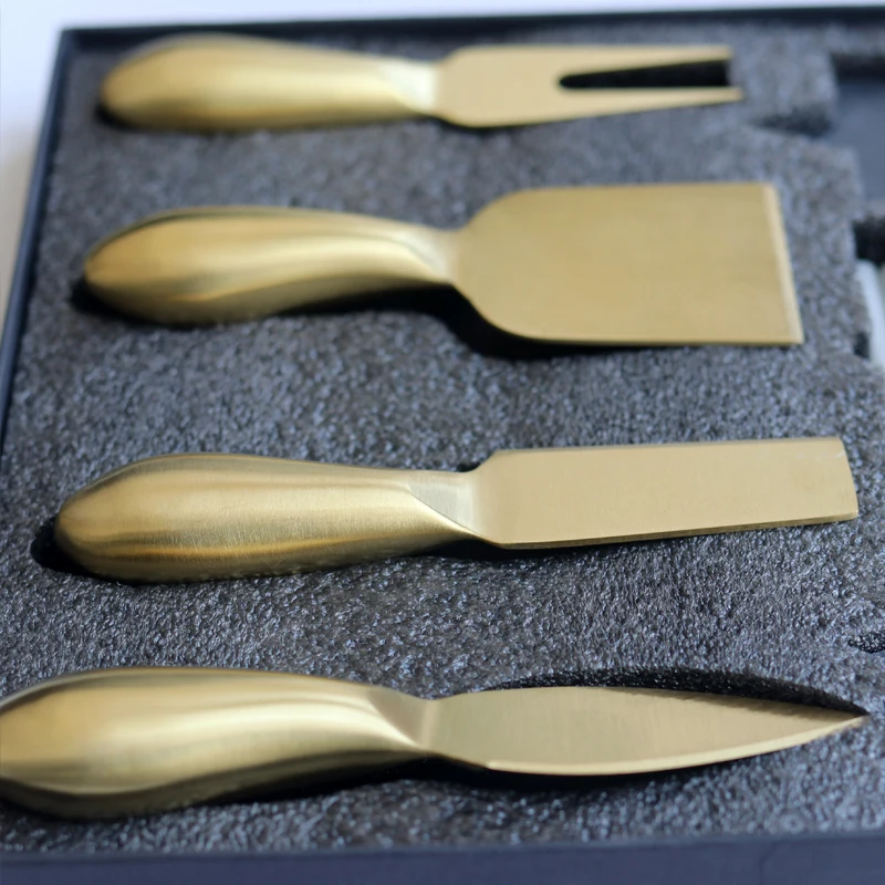 Quality Gold color 3pcs Gold  Knife Set Stainless Steel  Cheese Cake Cutter dessert cutlery