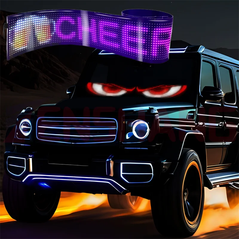 Truck Windshield Rgb Flexible Led Eye Display Smart App Control Scrolling Led Eye Animation Sign Board for Truck