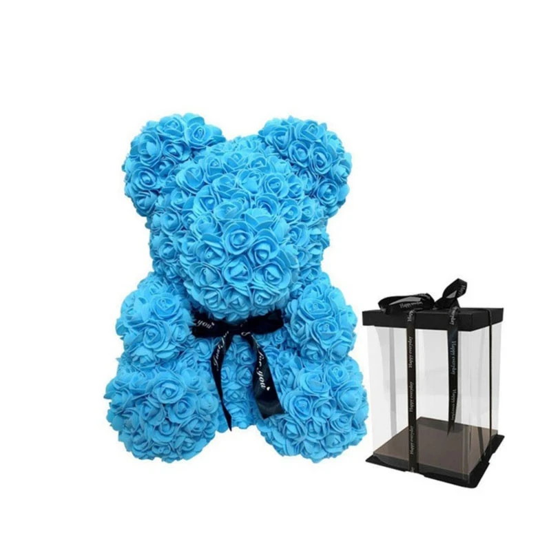 2024 Red Rose Teddy Bears With Box Flower 25Cm Valentines Day Foam Heart Pink Gift Artificial San Valentin Mini Rose Bear Toy