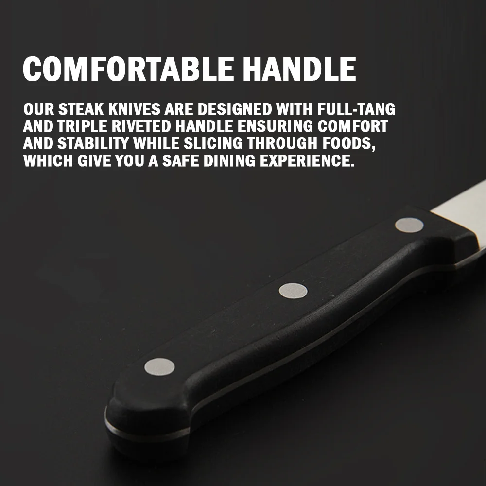 Low price kitchen innovative product Stainless Steel Sharp Blade Restaurant Serrated Flatware Steak Knife Set With ABS Handle