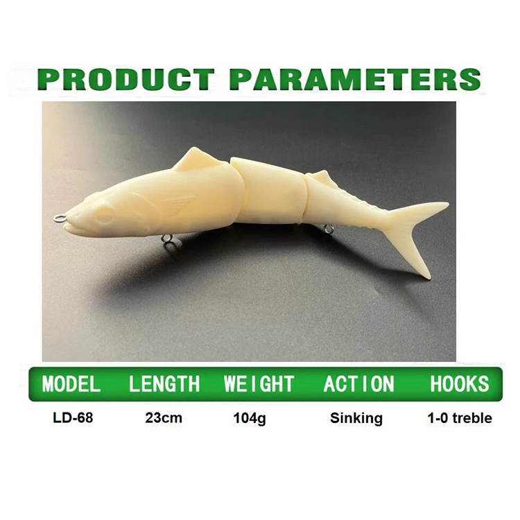 High Quality 23cm 104g Unpainted Mackerel Lure Swimbait 4 Segmented Fishing Lure Swimbait Blank For Bass Fishing
