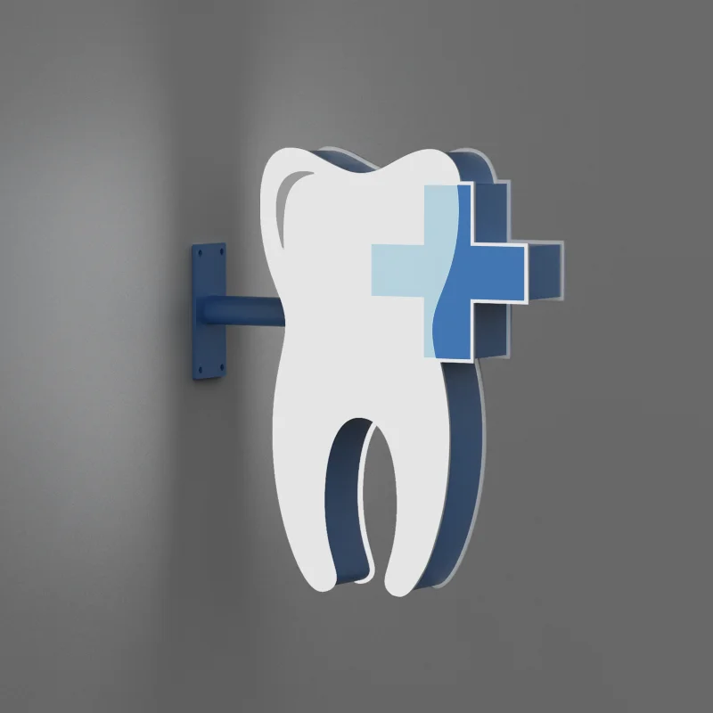 Contemporary Double-Sided Lighted lightBox Double-Faced Blade sign Display Box for Dentistry