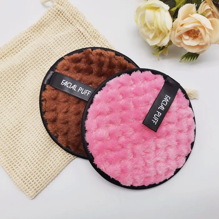 LUMI Customized LOGO large size pink round makeup remover cotton pads