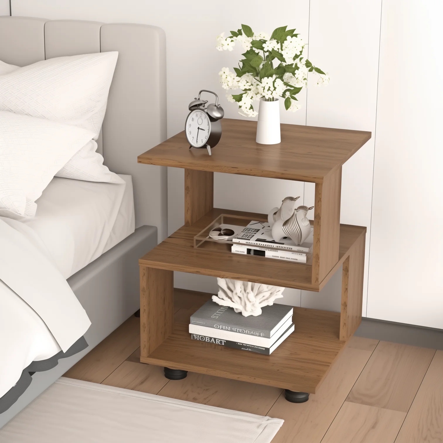 Modern Minimalist Storage Cabinet Night Stand Hot Selling MDF Panel Bedside Tables for Bedroom Hotel Living Room Made of Wood