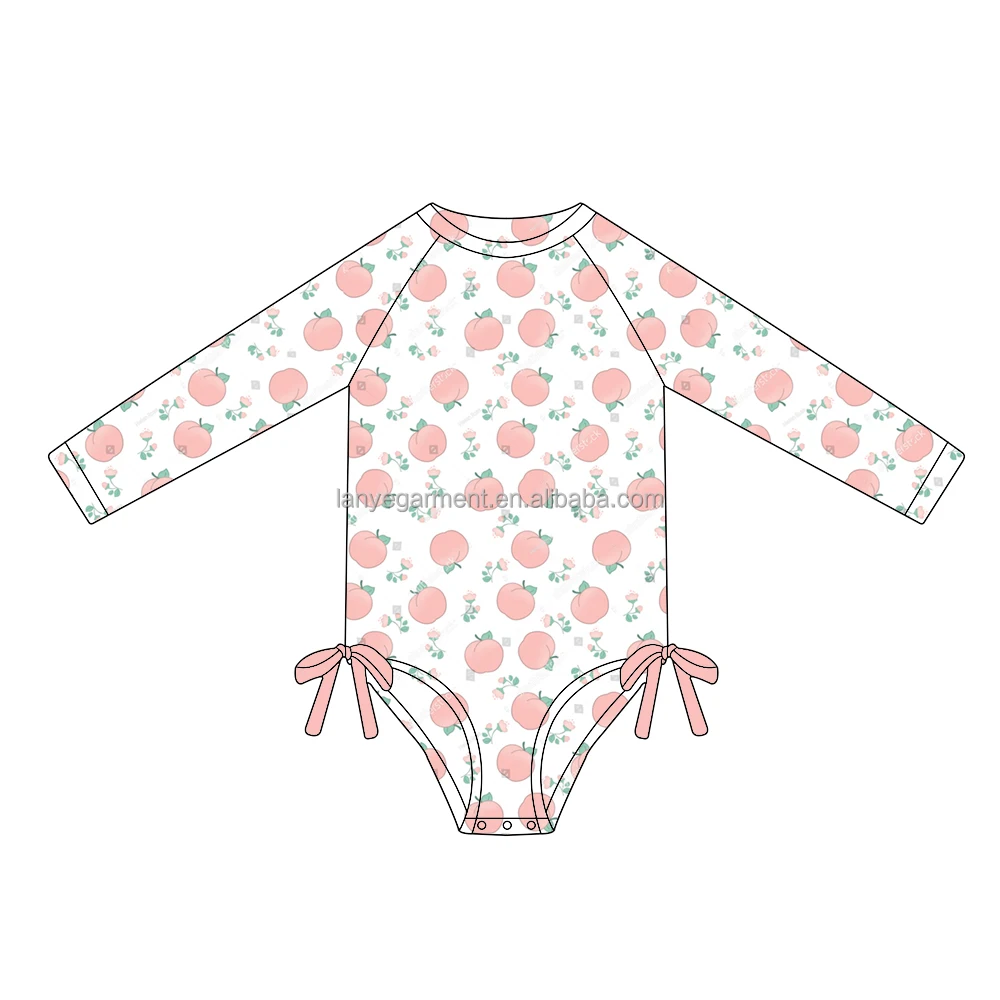 Fashion Print Baby Swimming Suit Long Sleeve Bathing Suit Nylon Baby Swimwear