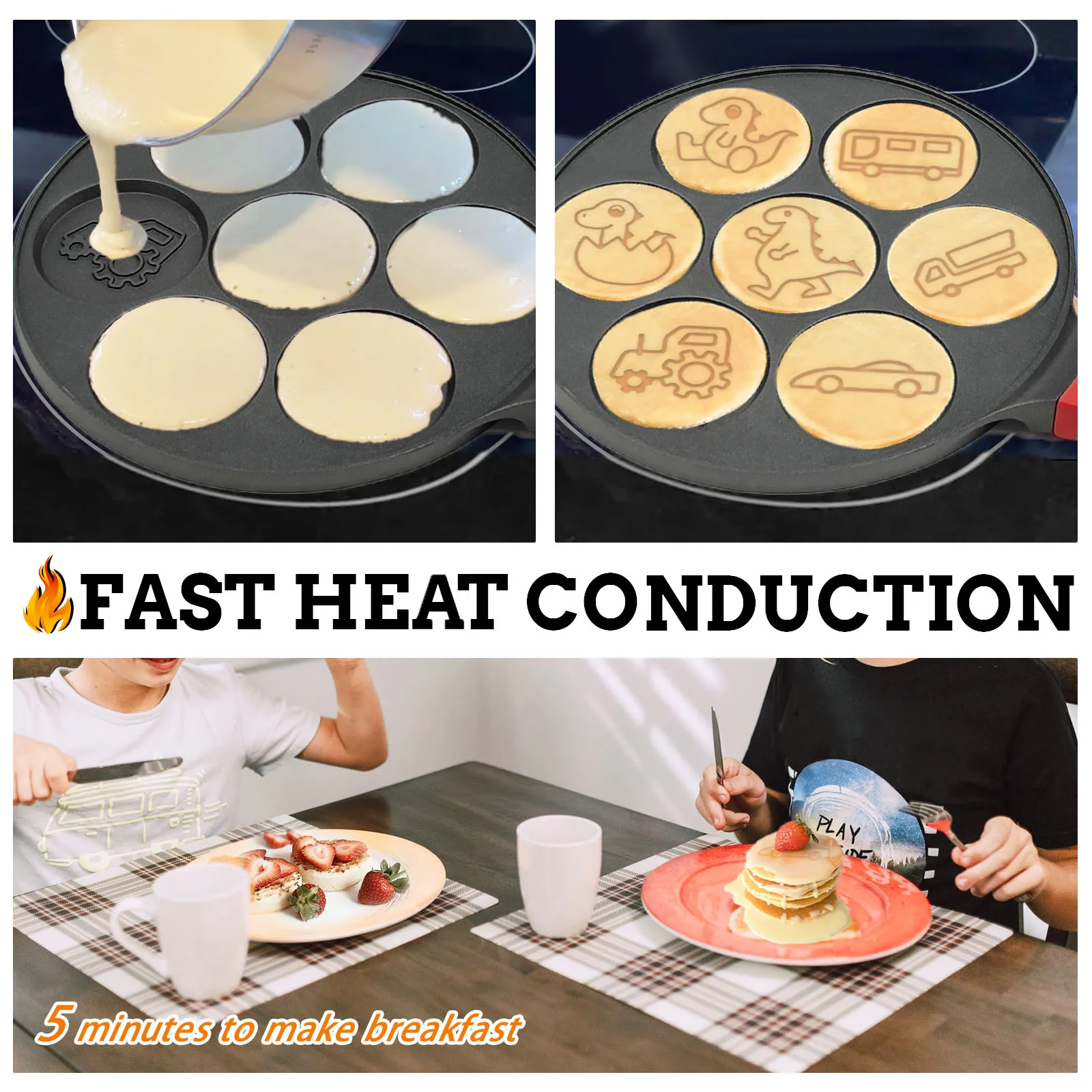 Household Non-stick Induction Pan Commercial Cake Waffle Maker Frying Pan Smiley Face Mini Pancake Waffle Pan