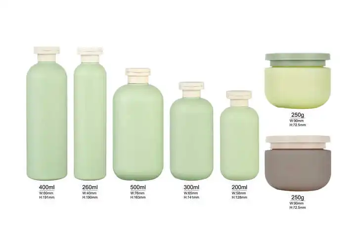 Eco-friendly  green HDPE 200ml 300ml 400ml 500ml Soft Cosmetic Packaging  Body Lotion plastic Shampoo Bottle