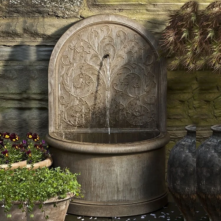 Yard stone art wall fountain sculpture granite outdoor decor water wall fountain