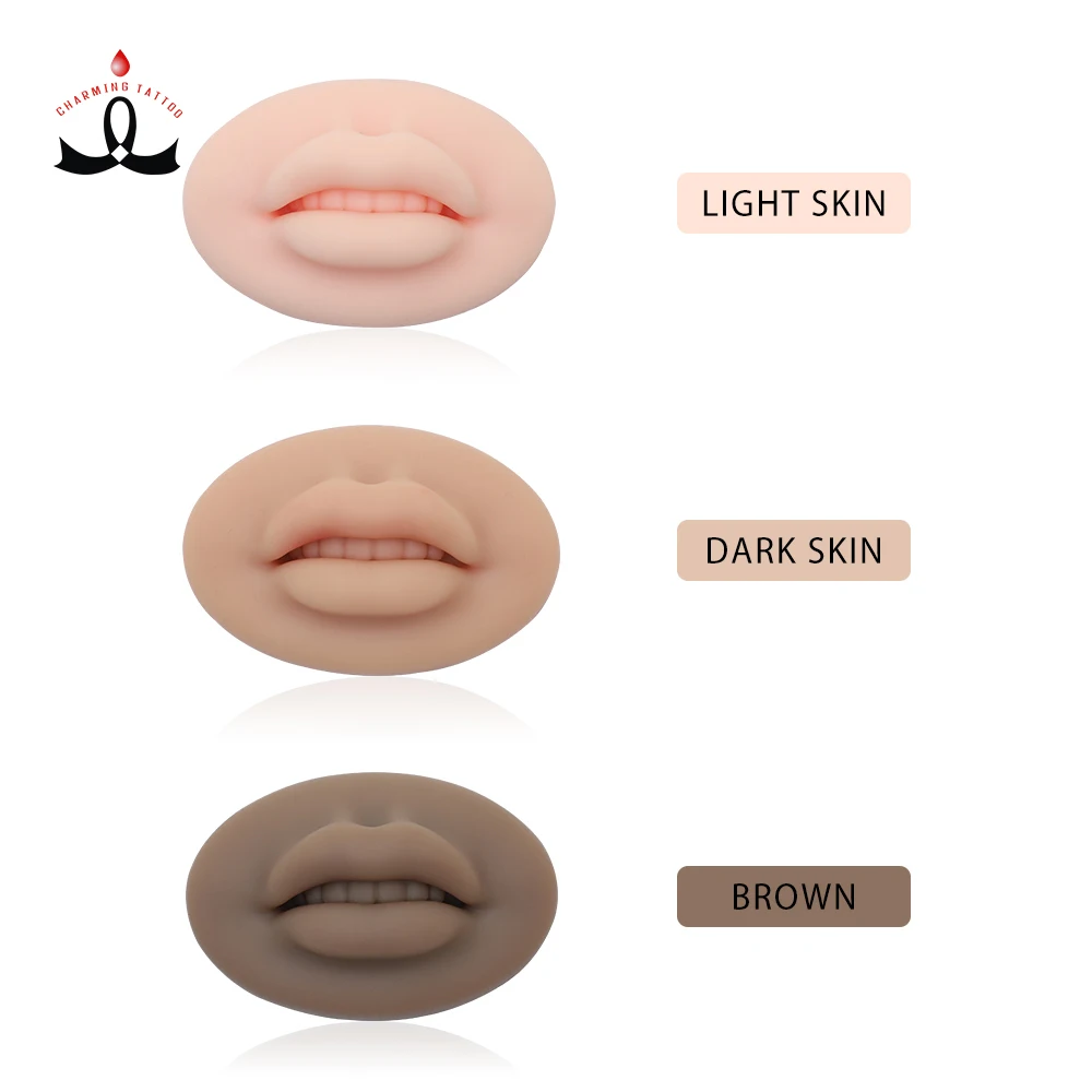5D Soft Lip Blush Mold Permanent Makeup Tattoo Full Realistic Easy Coloring Silicone Lip Open Mouth Practice skin