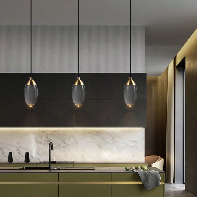 Modern Crystal ball LED Pendant lights Nordic Copper lighting bedroom bedside single head lights bar corridor small Hanging lamp