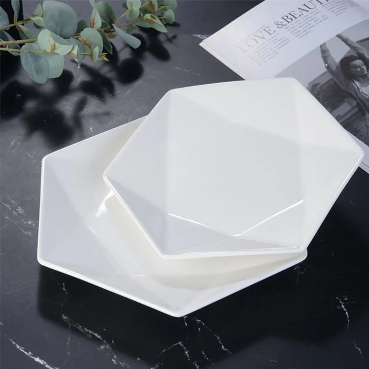 Роскошная шестиугольная форма фруктовая закуска тарелка меламин обеденные тарелки для ресторанного питания