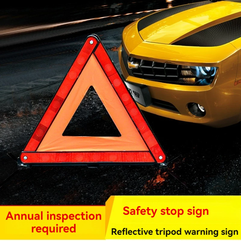 ECE Certified Foldable Emergency Warning Triangle Sign PMMA Material Reflective Plastic Car Warning Sign for Roadside Danger