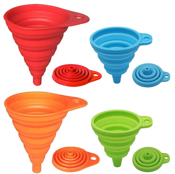 Silicone Collapsible Funnel  Small and Large Kitchen Gadgets for Water Bottle Liquid Transfer Food Grade