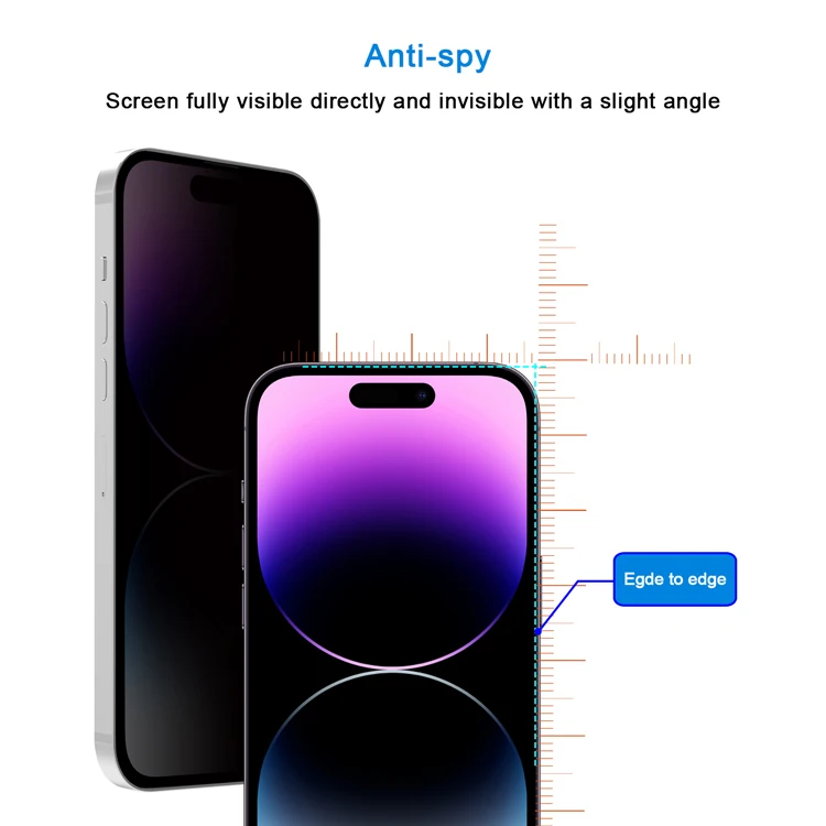 0.33 Anti spy automatic adsorption bubble free 3D 9H Tempered Glass privacy screen protector film for iPhone 14 plus 14 pro max