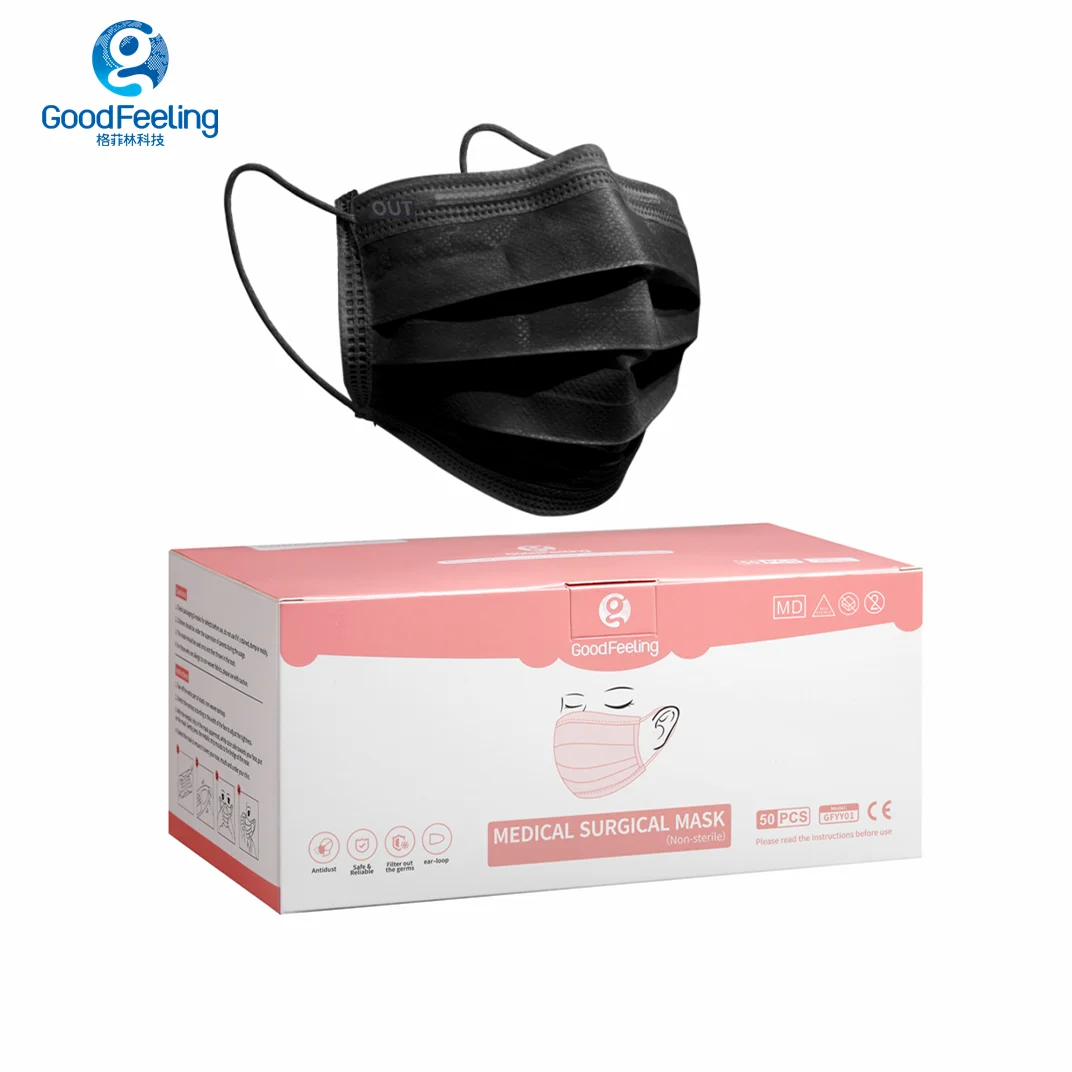Пользовательские красоты 3pli дышащая медик маски одноразовые медицинские чайник Mascarilla quirurgica, маска для лица, Черная
