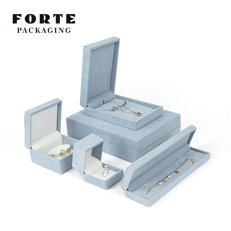 FORTE jewelry box travel Red luxury hotsale OEM jewelry box custom logo velvet ring necklace gift box for jewelry packaging