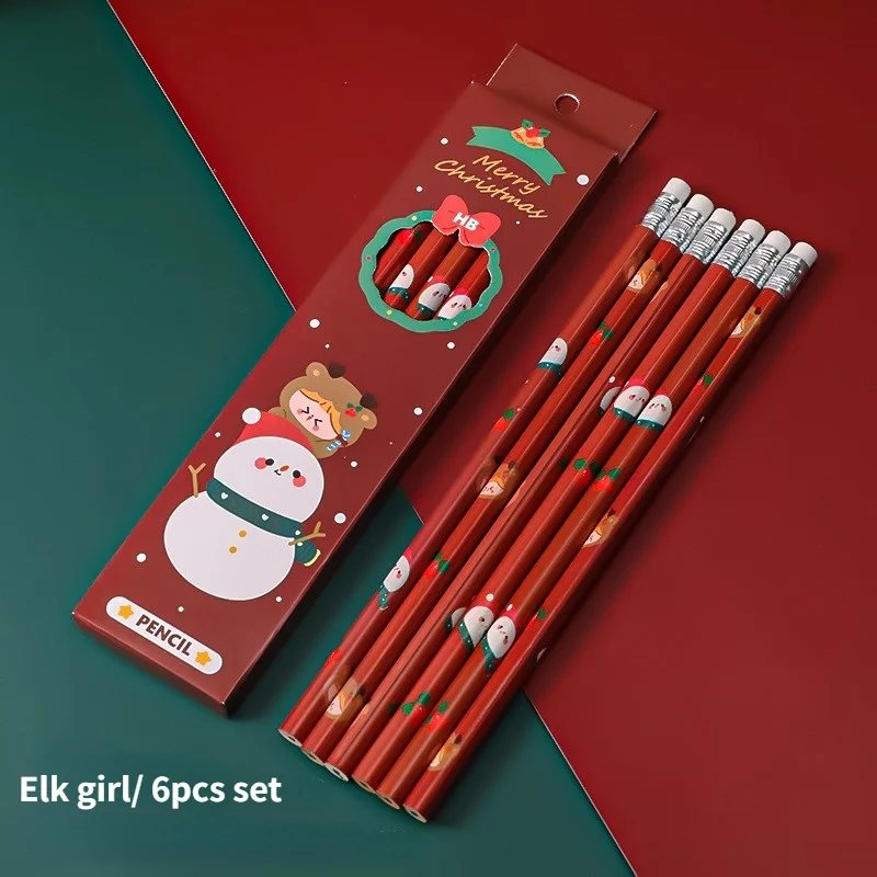 Christmas gift standard pencil 6pcs set for kids adults sketches school student