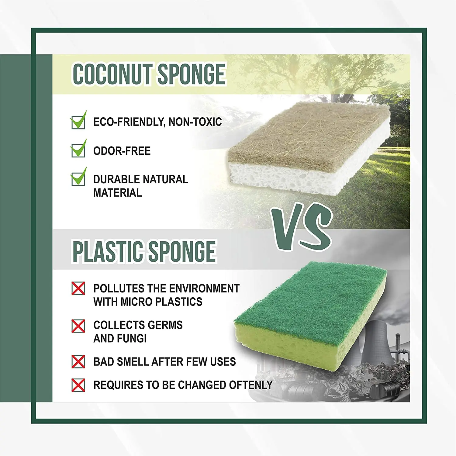 100% Natural  Biodegradable Coconut Sponge Household Mesh Wash Cleaning Scouring Pad Cellulose Sponge Products For Kitchen