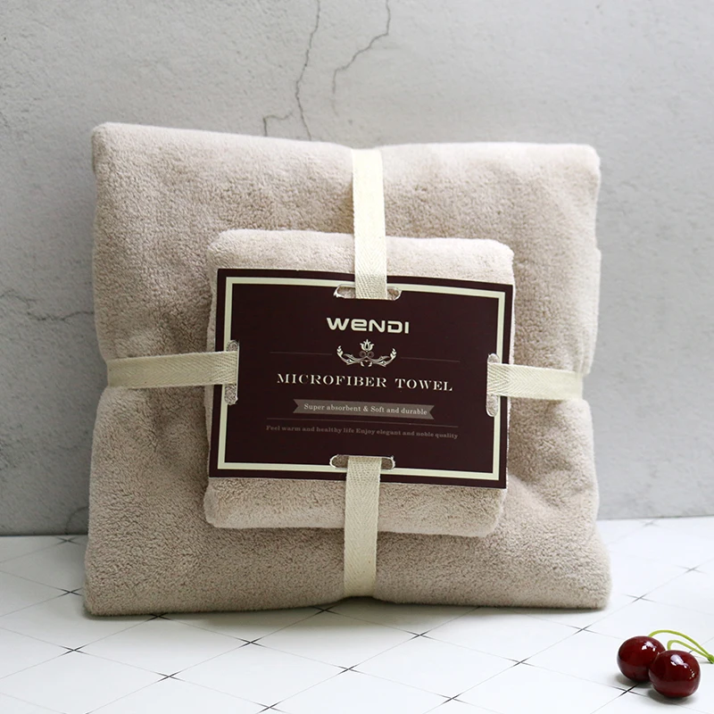 
promotion towel plain color soft microfiber gift towel set packing for family 