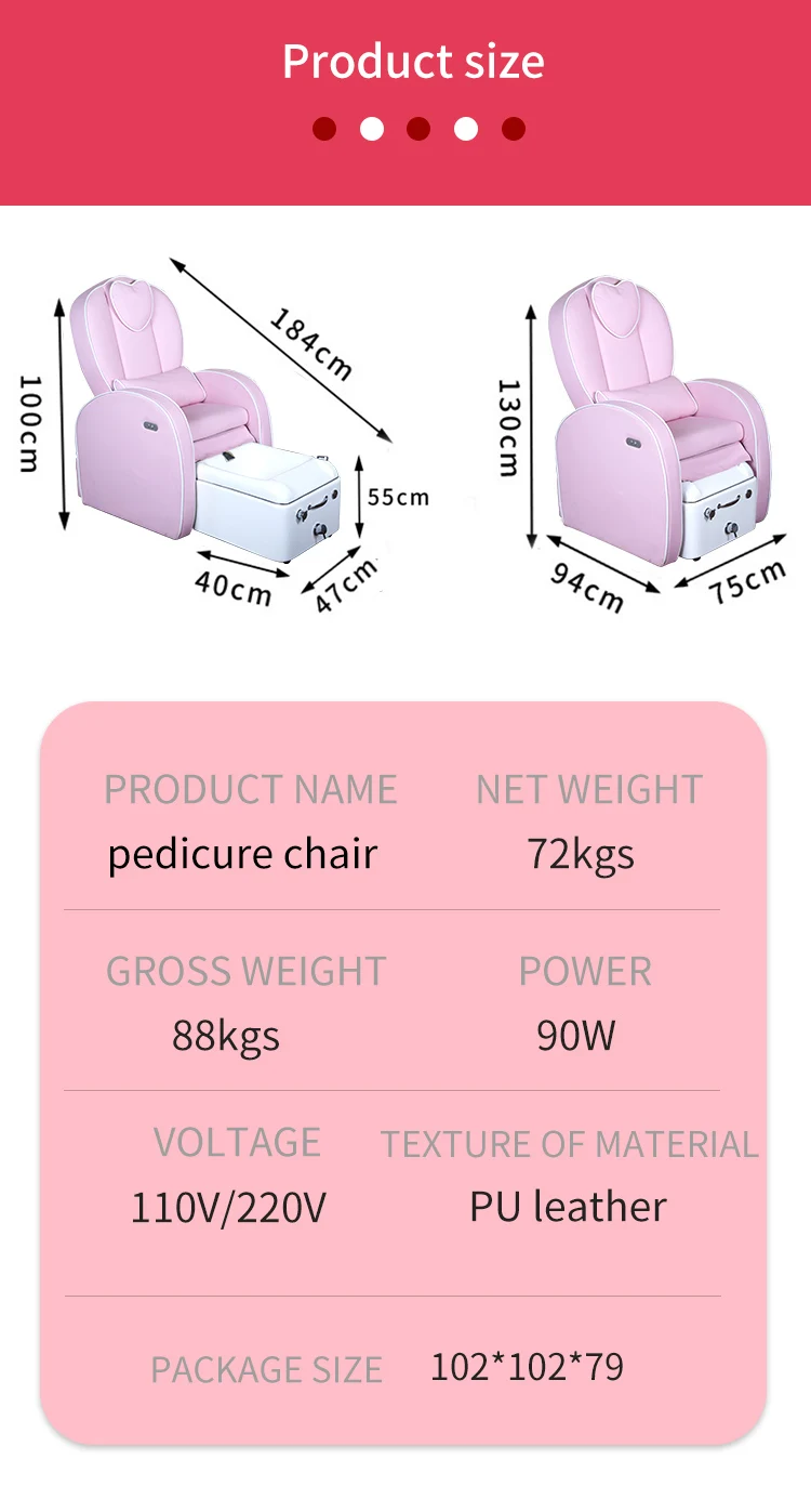 Healthtec beauty pink salon chairs salon furniture modern manicure electric massage pedicure chairs luxury pink sets