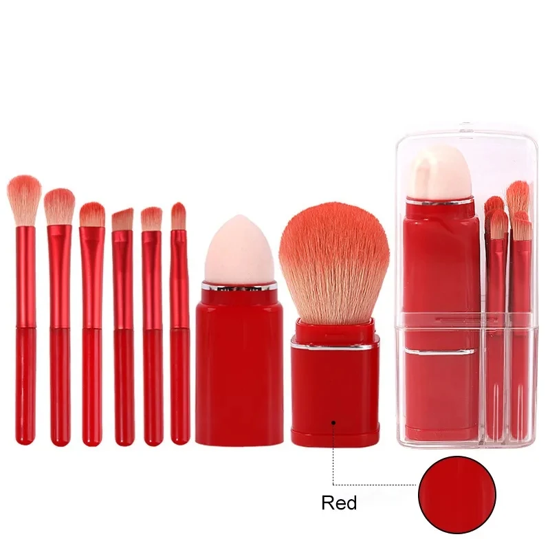 Square Makeup Brush 8-in-1 Mini Portable Retractable Blush Brush Eyeshadow Refresh Hand Makeup Set