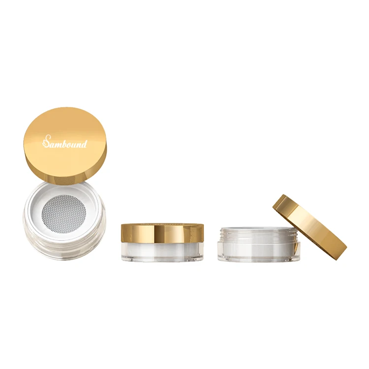 Custom plastic empty cosmetic loose glitter containers for loose powder with puff 20ml