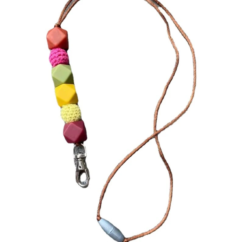 Cross Border Beaded Autumn And Winter Nylon Rope Wool Ball Necklace Silicone Bead Key Chain