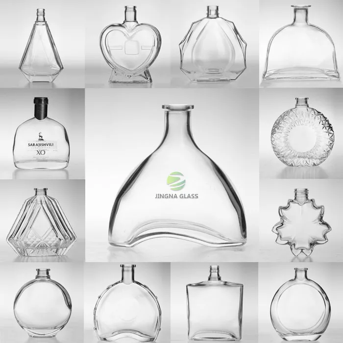 JINGNA Recyclable Unique Customized 750ml spirit brandy whisky glass bottle