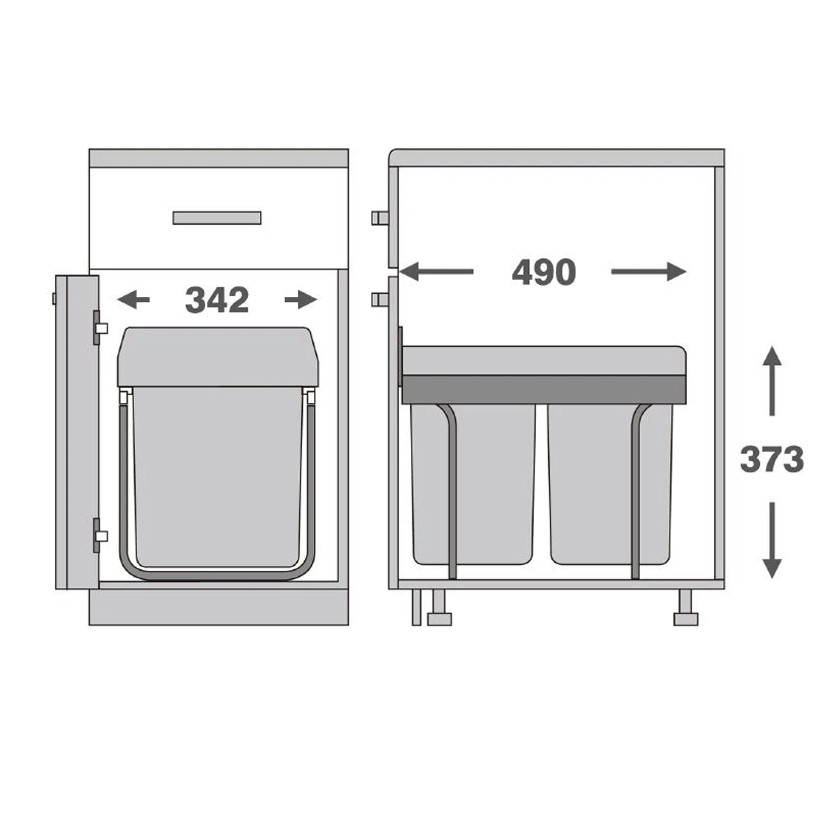 2x18 L Pull-out Plastic trash Bin