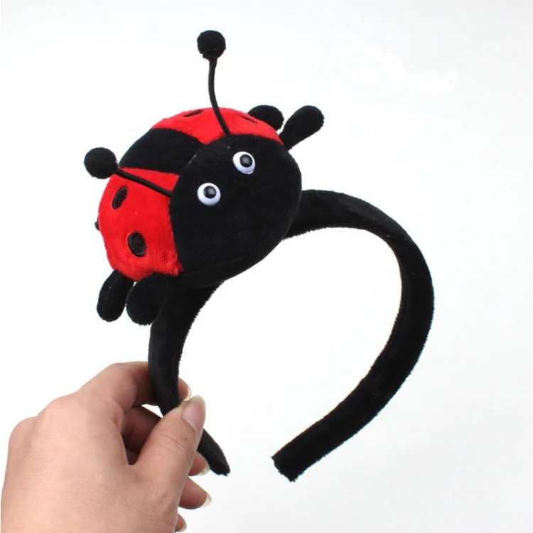 Customized Cute Stuffed animal ladybug hairband Plush soft headband for adult,kids