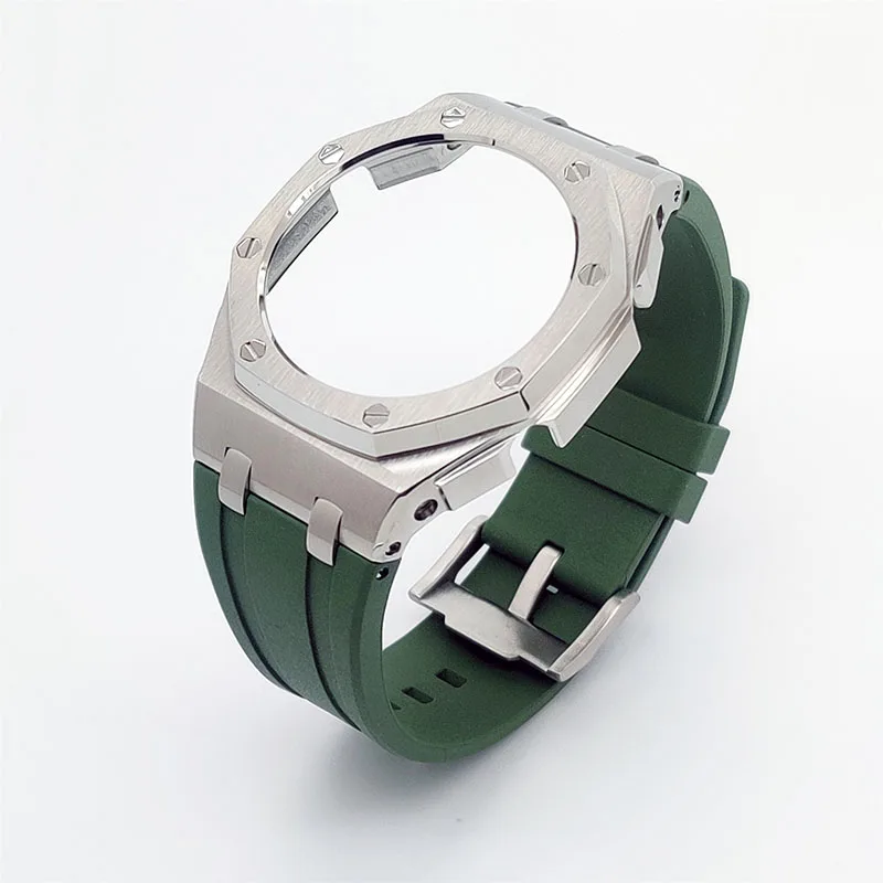 Hot Sale Product Sport Series Offshore Mod Silver Case Fluorine Rubber Strap for ga 2100/2110 Watch