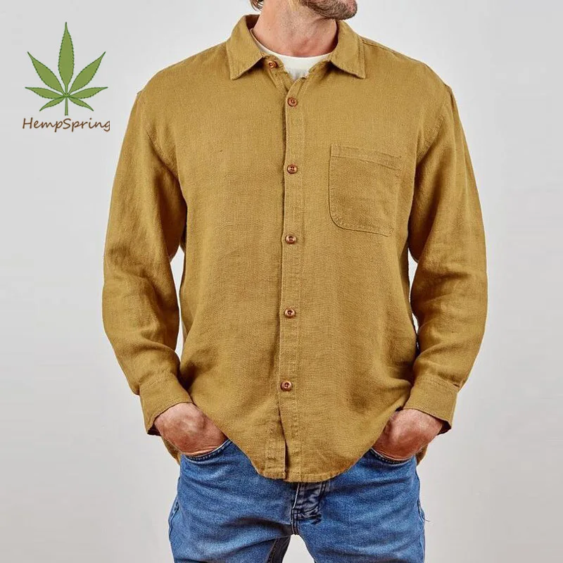 HempSpring Hemp shirt for men organic hemp Shirt Heritage Shirt in Black eco friendly clothing Workshirt sustainable camisas