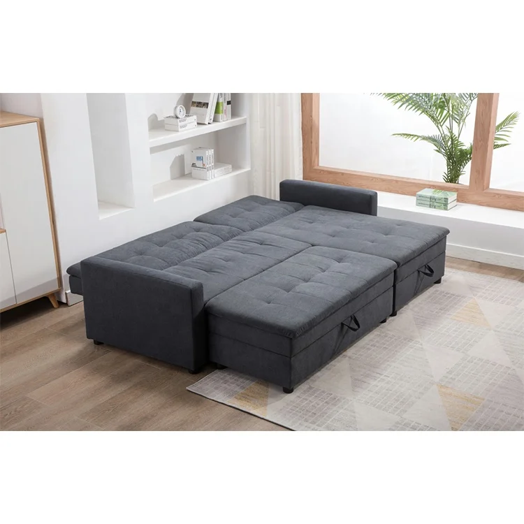 Modern Customized Solid Wood Pull-Out Sofa Bed Soft Style Living Room Furniture with Sleeper on Sale