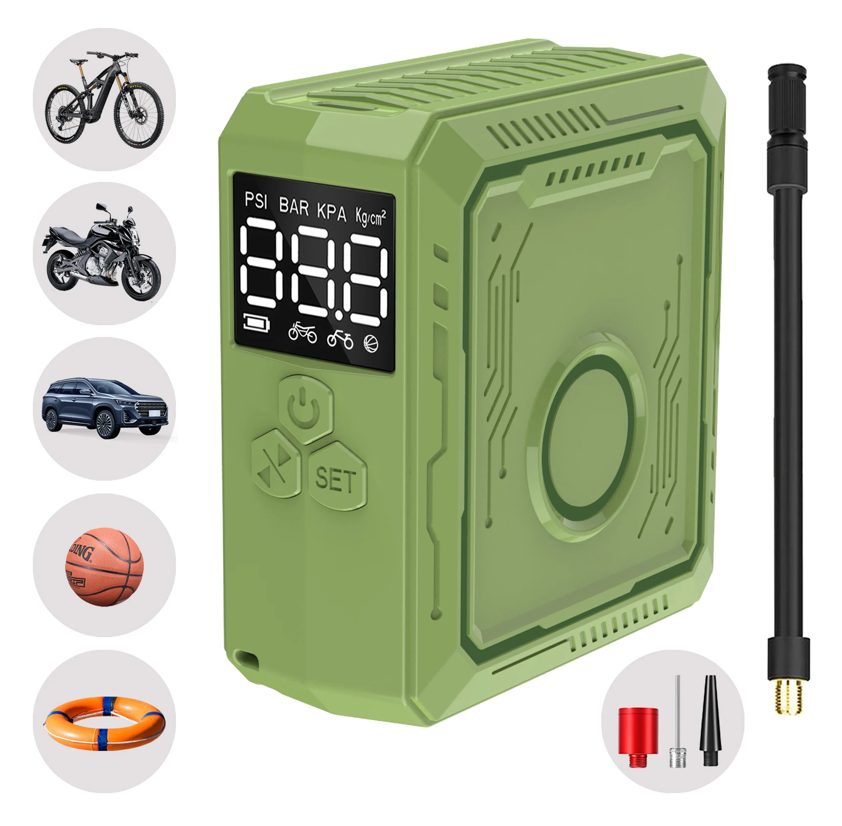 Custom Design Electric Air Compressor Portable Bicycle Pump Car Automatic Tire Inflator Mini Air Pump with Presta and Schrader