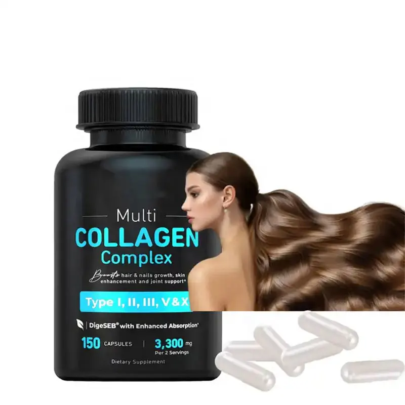 Customized Multi Collagen Supplement Complex Hydrolyzed Multi Collagen Vitamin C Pills hydrelyzed Collagen Peptide Capsules