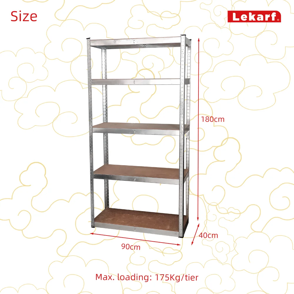 5 tier low price galvanized steel frame wooden shelves garage storage racks shelving units