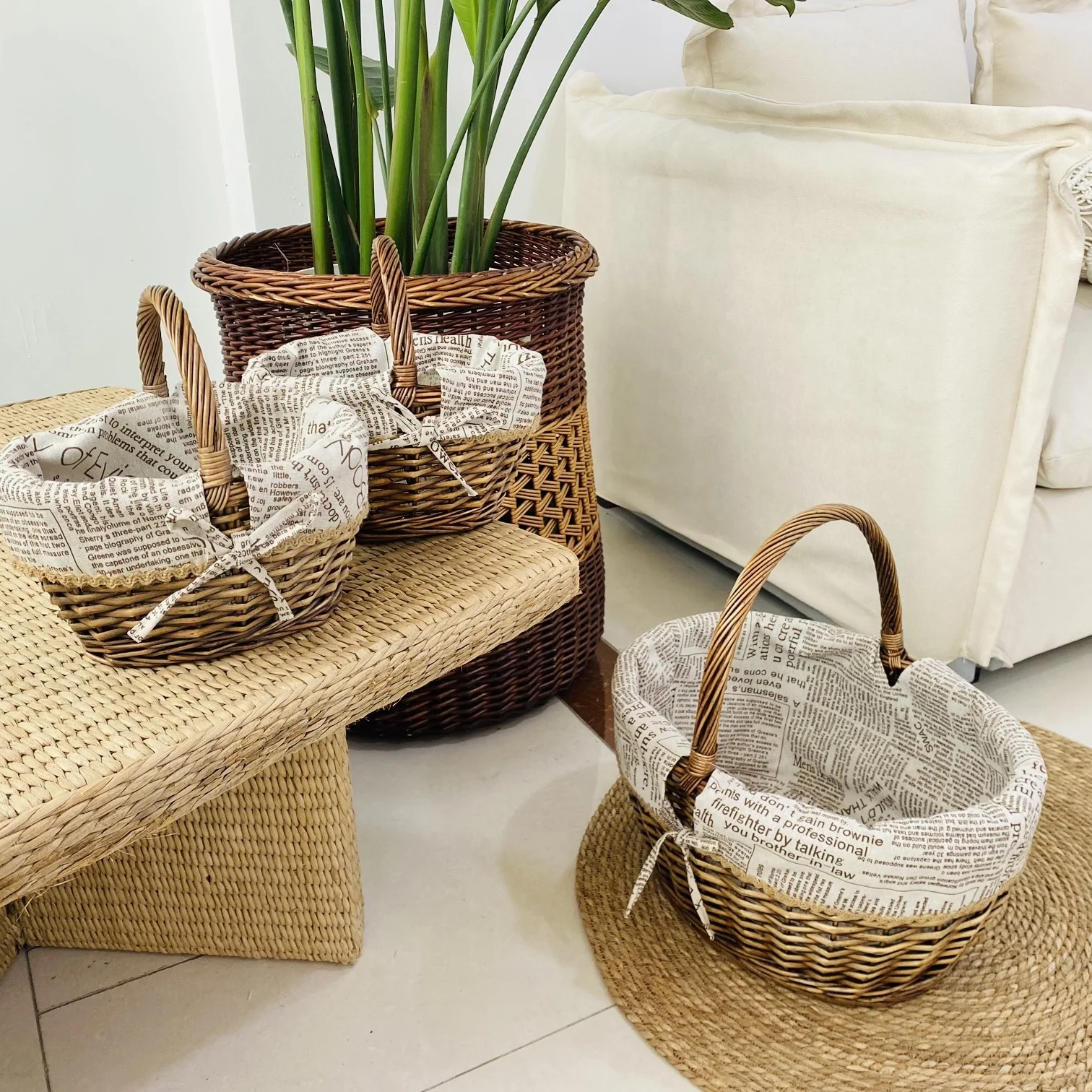 Willow Hand Woven Shop Basket Rattan Carry Small Basket Easter Egg Gift Basket For Kids