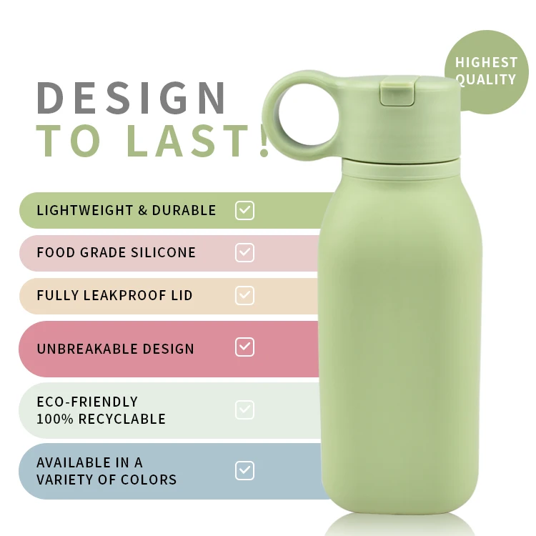 Factory Bpa Free Food Grade Leakproof Drinking Bottle Gallon Silicone Water Bottle Eco Friendly Big With Custom Logo