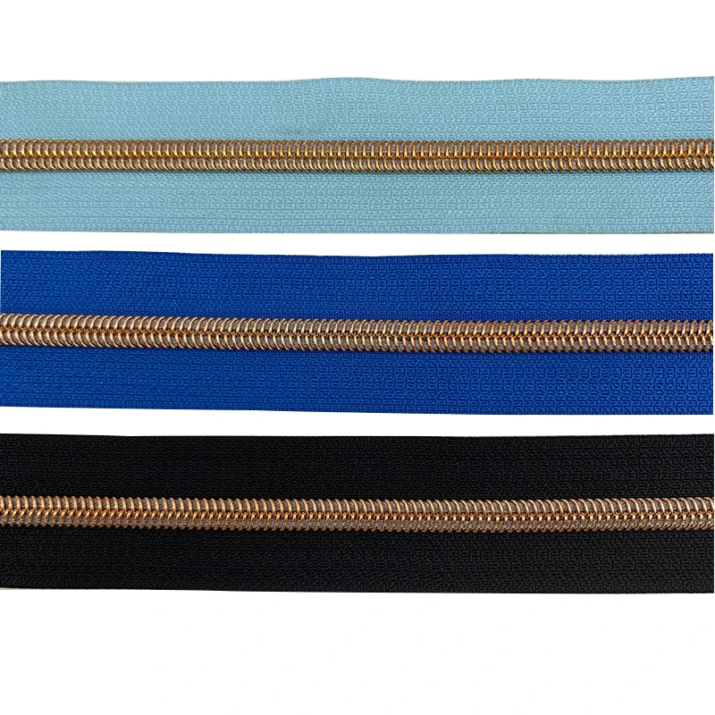 
#3 #5 Open End Rose gold nylon zipper with Decorative Puller for luggage or clothing 