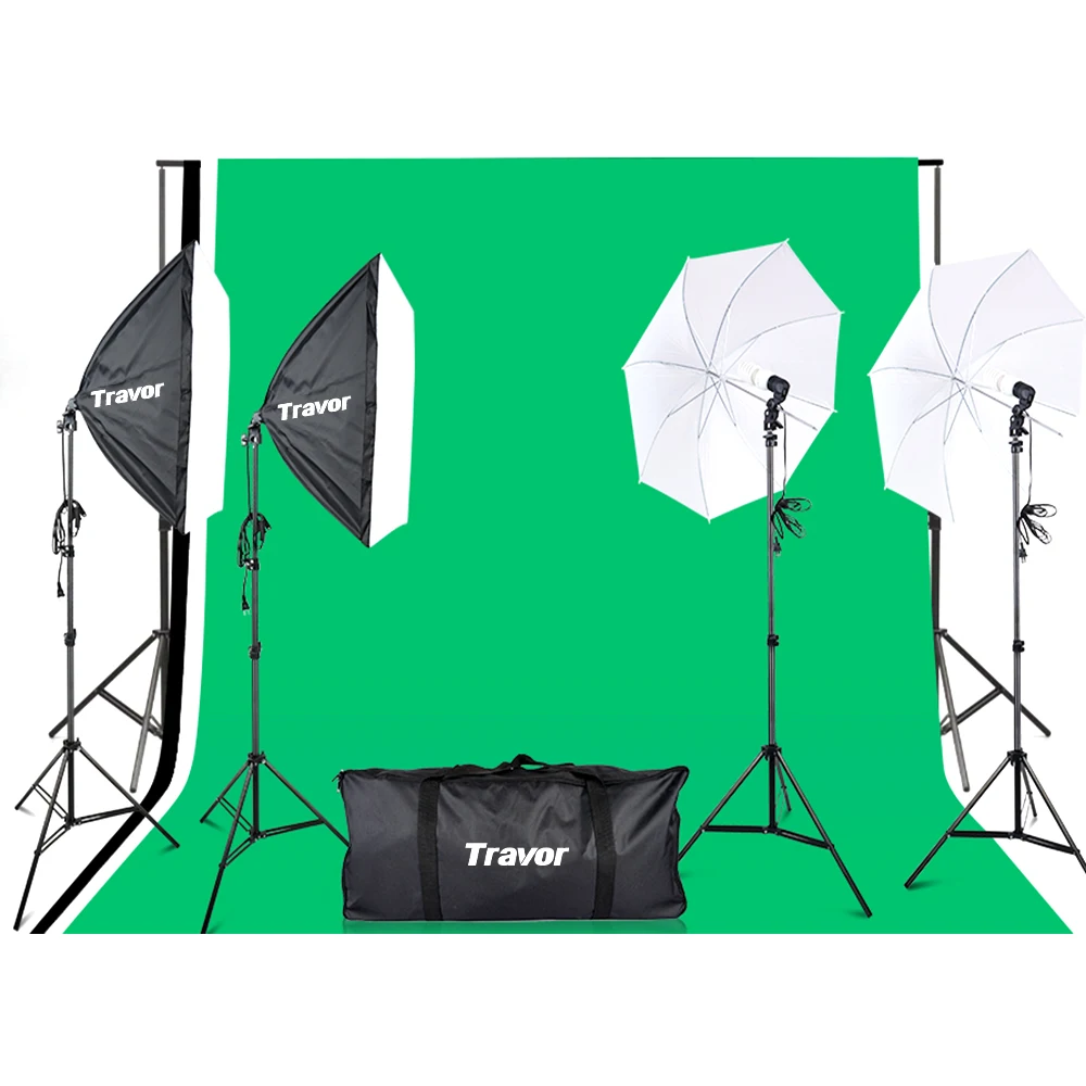 LS2200 continous lighting umbrella soft box pro photography light set 50x70 softbox with lamp holder for photography lighting
