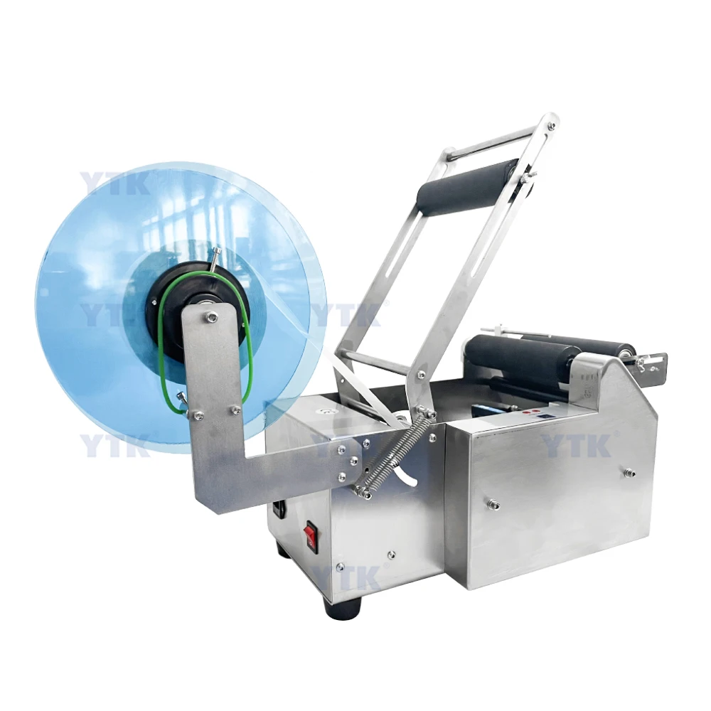 Semi-automatic round bottle coding and labeling machine self-adhesive label small glass bottle manual labeling machine