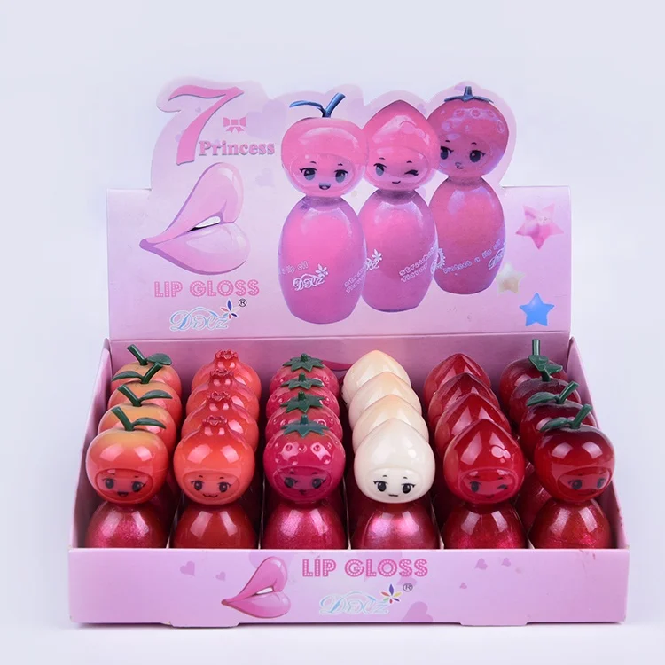 Latest arrival hot sale fruit candy flavor lip gloss cute shape glitter Waterproof shine liquid lip gloss