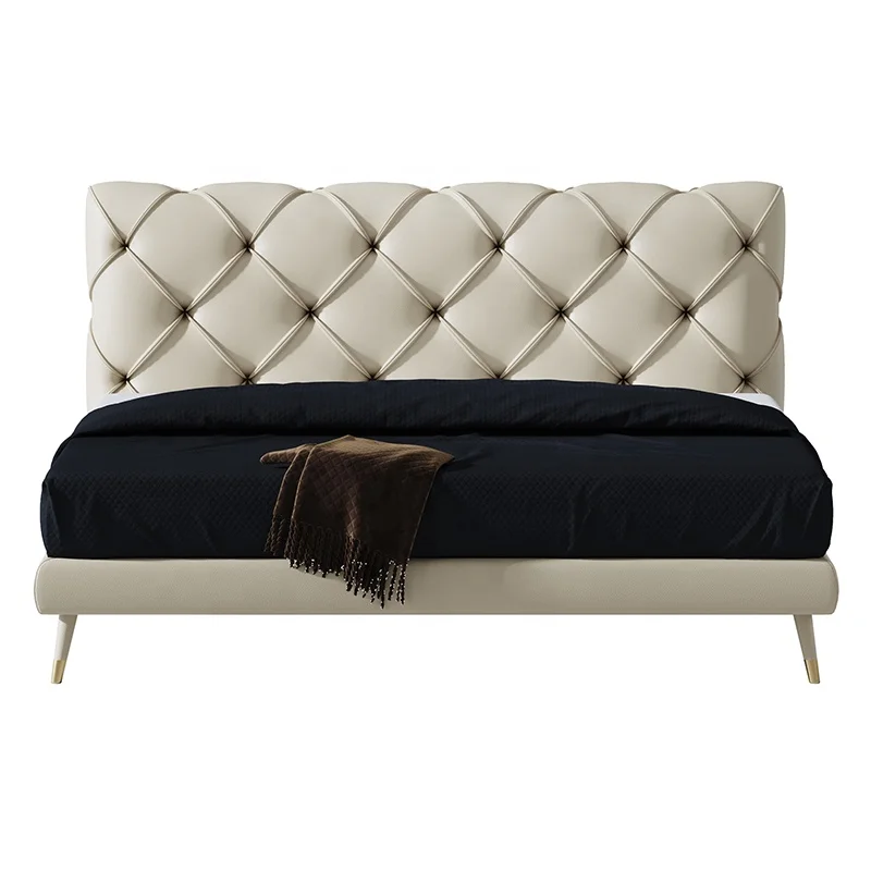 
Italian Design Bedroom Furniture Luxury King Size Bed Button Design Modern Beds Frame Customized Color 