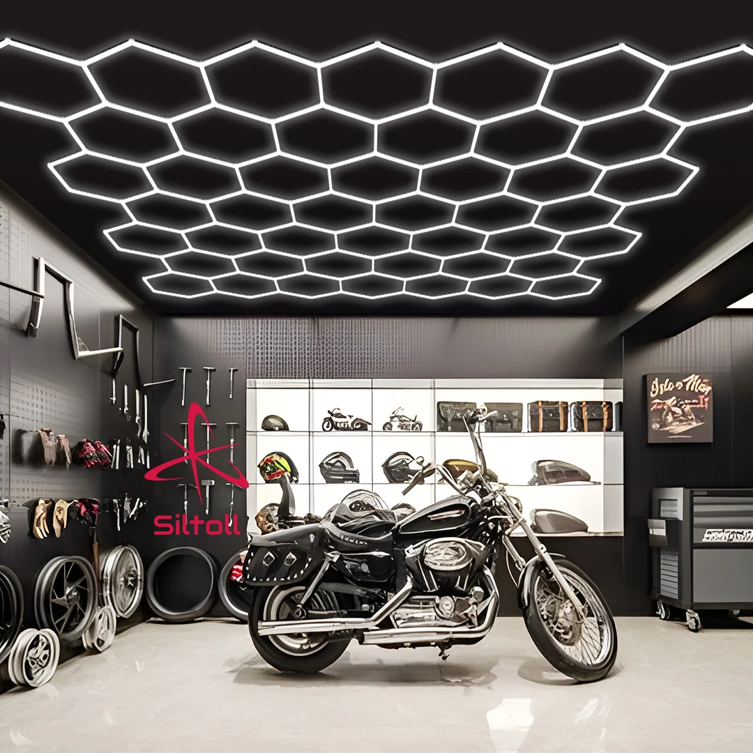 Car Salon Interior Design Diy Hexagon Lighting Geometric Shape Auto Detailing Shop Working Led Light