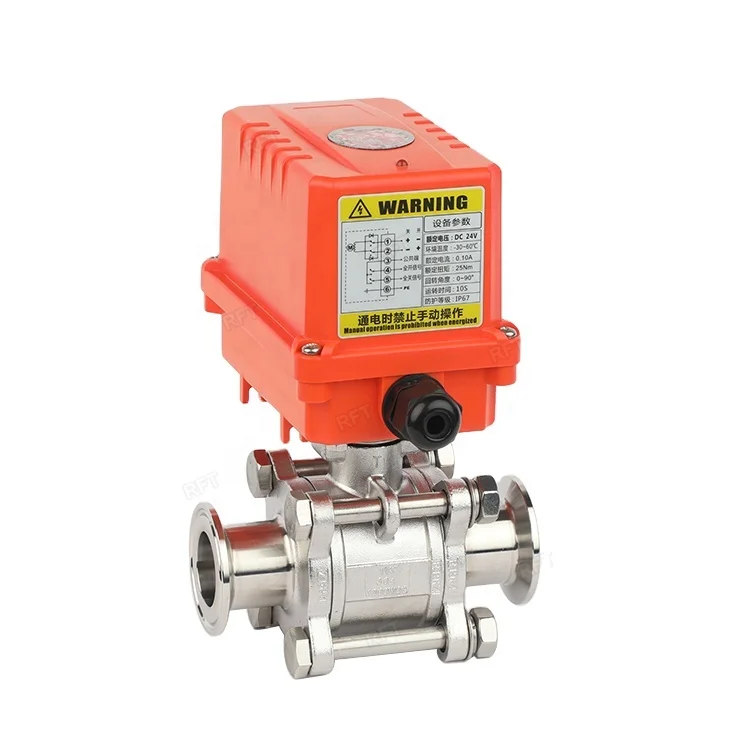 Sanitary Stainless Steel  Tri Clamp Electric 3PCS Ball Valve