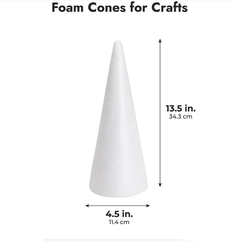 Hot Sale Styrofoam White Cone Christmas Tree Party Decoration Supplies Christmas Tree Cones