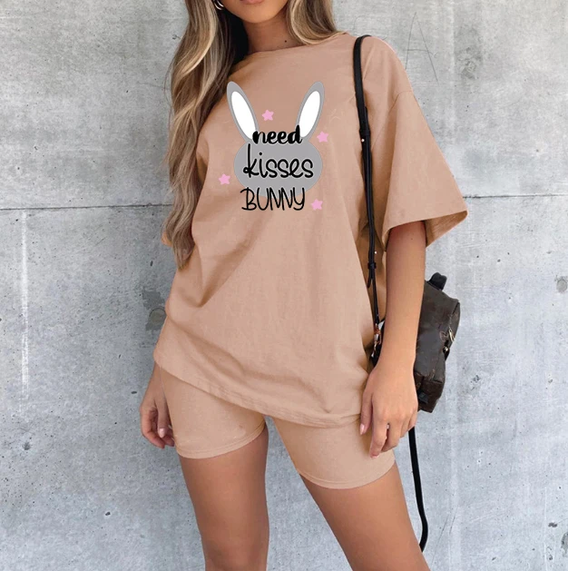 Hot Sales 100% Cotton Custom Logo Women Jogger Set Slim Fit Casual Loose Printed Shorts for Women Sets