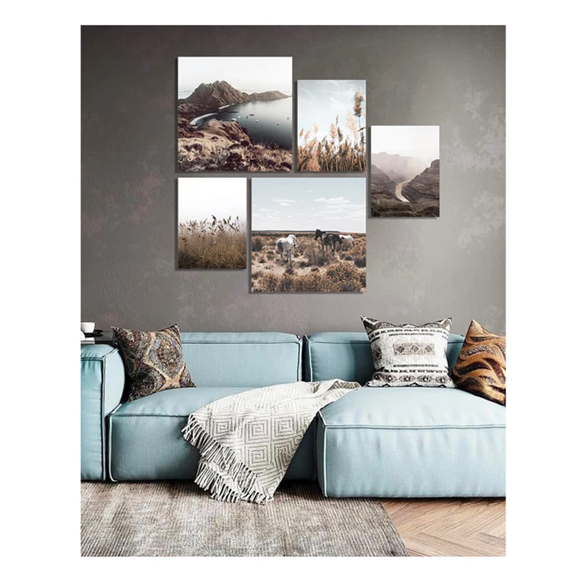 Wholesale Original Creative Design 5 Pcs/Set Landscape Paintings Modern Wall Painting Canvas Wall Art Picture Unfra