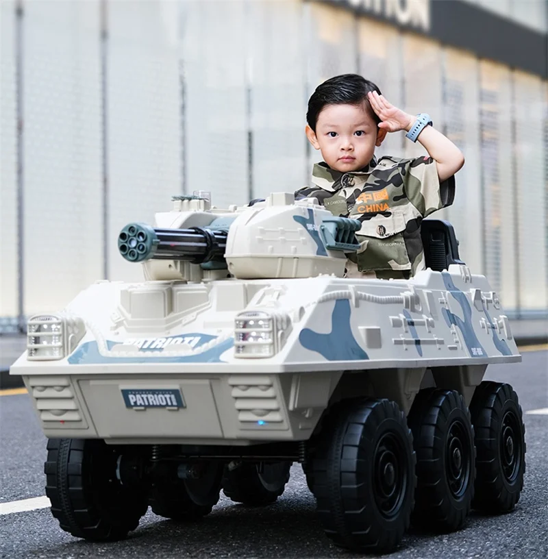 2022 Wholesale high quality ride on car kids electric toy tank riding toy electric tank 12V 6X6 wheels
