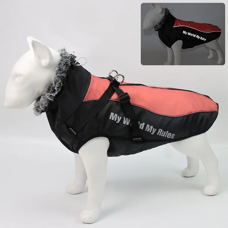 Outdoor Pets Jacket Reflective Adjustable Pet Dog Clothes With Harness Hole